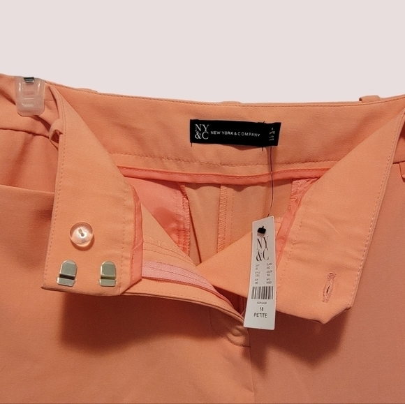 NY&C Woman Size 18 Petite~ Coral Trousers Pants Stretch NWT T12 - Picture 2 of 7